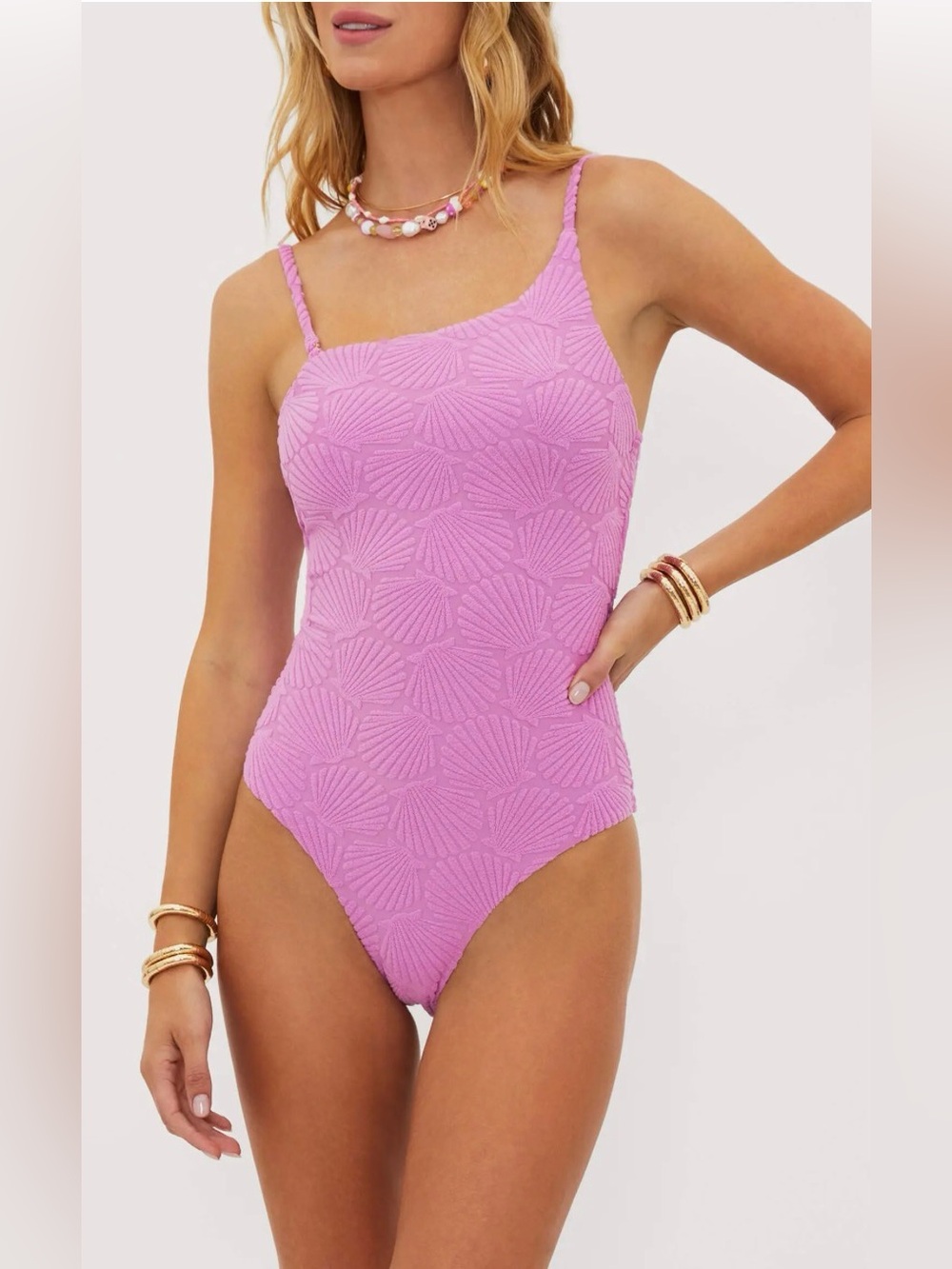 Beach Riot Pink Textured One-Piece Swimsuit